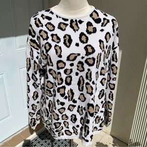 MARISA CHRISTINA. Leopard printed Sweater w/Gold Accents. Long sleeves. …